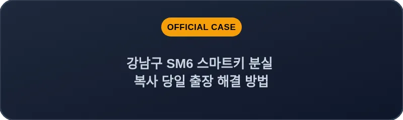 강남구 SM6 스마트키 분실 복사 당일 출장 해결 방법