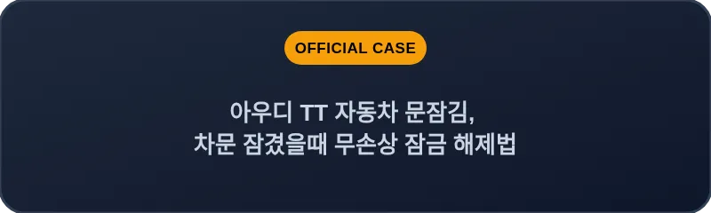 아우디 TT 자동차 문잠김, 차문 잠겼을때 무손상 잠금 해제법