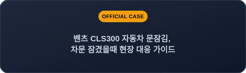 벤츠 CLS300 자동차 문잠김, 차문 잠겼을때 현장 대응 가이드