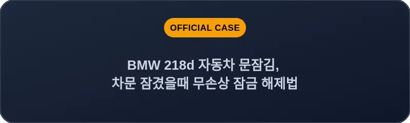 BMW 218d 자동차 문잠김, 차문 잠겼을때 무손상 잠금 해제법