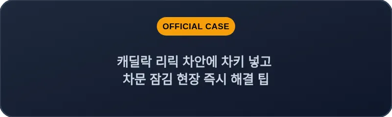 캐딜락 리릭 차안에 차키 넣고 차문 잠김 현장 즉시 해결 팁