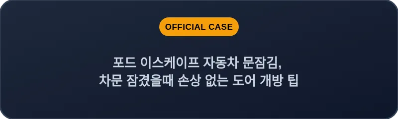 포드 이스케이프 자동차 문잠김, 차문 잠겼을때 손상 없는 도어 개방 팁