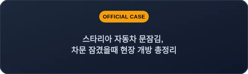 스타리아 자동차 문잠김, 차문 잠겼을때 현장 개방 총정리