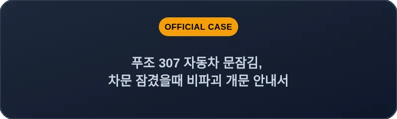 푸조 307 자동차 문잠김, 차문 잠겼을때 비파괴 개문 안내서